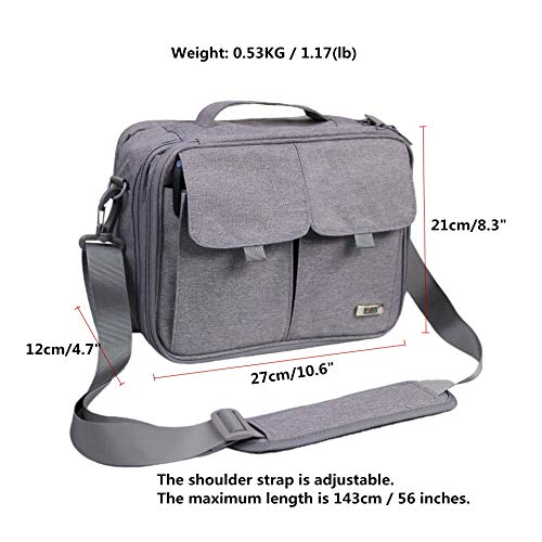 Electronics Organizer Travel Cable Cord Bag Accessories Gadget Gear Storage Cases for 10.5 Inch Tablet Large with Shoulder Strap (Light Gray) - Thumbnail 6