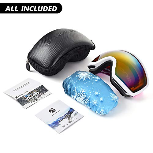 Snowledge Ski Snowboard Goggles with UV400 Protection, OTG Skiing Snowboarding Goggles of Double Spherical Lens with Anti-Fog Ski Goggles for Men, Women, Helmet Compatible Snow Goggles - Thumbnail 5