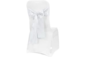 Obstal 50 PCS Satin Chair Sashes Bows for Wedding Reception- Universal Chair Cover Back Tie Supplies for Banquet, Party, Hotel Event Decorations