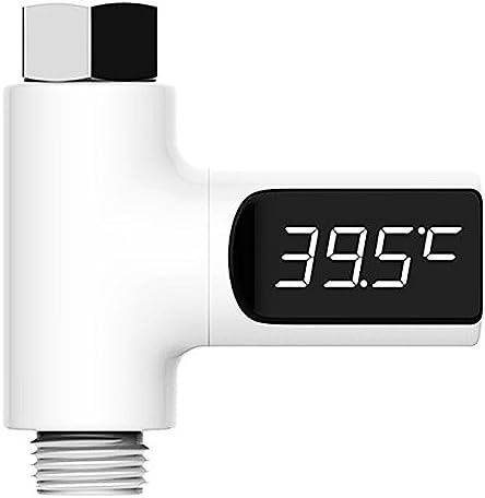 IMPFUNICAL LED Digital Shower Thermometer No Battery Free Real Time Water Temperature Monitor Kids Adults - Home Hotel Essentials (White)