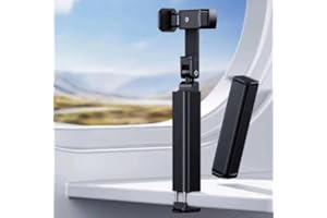 Black, Foldable Airplane Phone Holder, 360° Adjustable Travel, Suitable for Trays, Suitcases, Desks, Bed Rails, Office Use