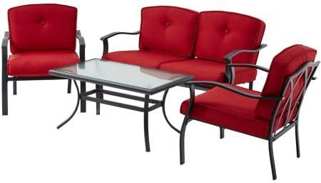 Amazon Com Mainstays Belden Park 4 Piece Sofa Set Red Sports Outdoors