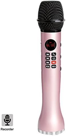 Wireless Microphone Karaoke, LEFON Handheld Microphone Speaker, 4 in 1 Home KTV Outdoor Party Muisc TF Card Karaoke for iPhone Android Smartphone PC iPad (Pink Golden)