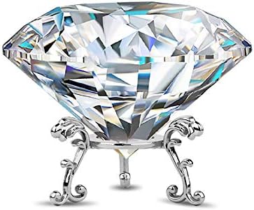 Large Crystal Diamond Paperweight with Stand Jewels Wedding Decorations Centerpieces Home Decor 3.15 inch (Clear) Large Crystal Diamond Paperweight with Stand Jewels Wedding Decorations Centerpieces Home Decor 3.15 inch (Clear)