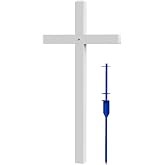 4Ever Products Large 47" White Aluminum Memorial Cross and Heavy Duty Stake