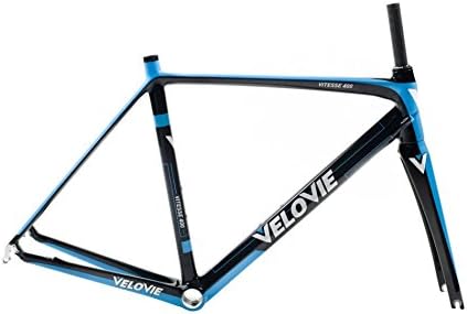 VeloVie Vitesse 400 Carbon Axis Road Bicycle Frame and Fork Set, Black/Blue, 48cm