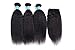 Brazilian Kinky Straight Human Hair Bundles With Closure, 8A Unprocessed Virgin Yaki Hair 3 Bundles With Closure Free Part, Natural Color (16 18 20 + 14)