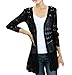 Shawhuaa Womens Crochet Knitted Open Front Cardigan Pocket Sweater Black