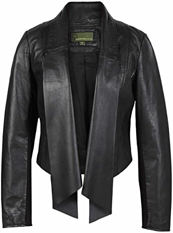 Lily: Women's Black Leather Waterfall Jacket