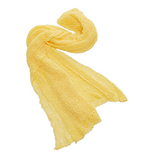 Newborn Baby Photography Props - Long Ripple Wrap Blanket and Lace Beads Headband (MatWrapSet-Yellow+White, OneSize)
