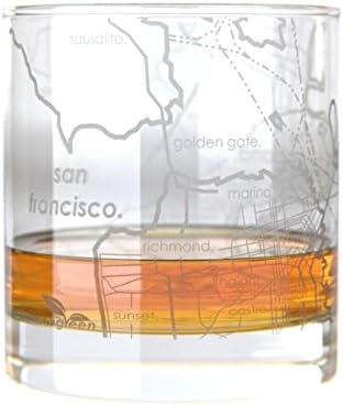 Uncommon Green San Francisco Map Rocks Glass Etched Whiskey