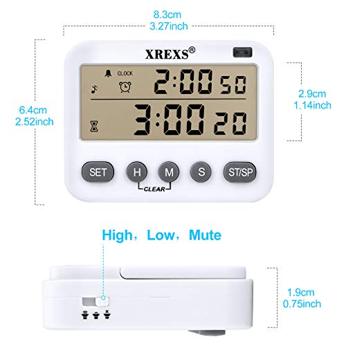 4 in 1 Kitchen Timer Digital Cooking Timer - XREXS Class Timer LCD Screen Clock Alarm Count up and Down Kitchen Timer for Cooking/Meeting/Learning/Yoga Batteries Included (218) - Thumbnail 3