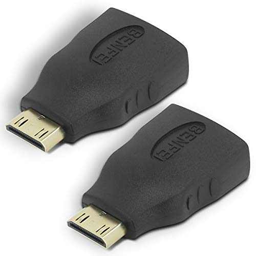 BENFEI Mini HDMI to HDMI, 2 Pack Gold Plated HDMI to Mini HDMI Adapter Compatible for Raspberry Pi, Camera, Camcorder, DSLR, Tablet, Video Card