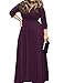 POSESHE Women's Solid V-Neck 3/4 Sleeve Plus Size Evening Party Maxi Dress Purple XL