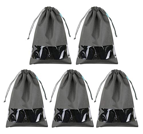 iwill CREATE PRO 1510.5", Drawstring Shoe Bag for Women, Kids Shoes, Dust Proof Shoe Storage Bags for Travel Luggage, Dark Grey, Pack of 5 - Thumbnail 5