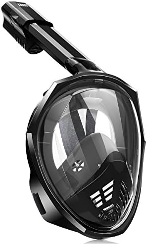 KUSKY Full Face Snorkel Mask [2018 UPGRADE] New Foldable Snorkeling Mask with Detachable Camera Mount Pivot Arm and Earplug, 180° Large View Easy Breath Dry Top Set Anti-fog for Adults Youth
