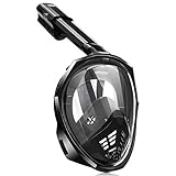 KUSKY Full Face Snorkel Mask [2018 UPGRADE] New Foldable Snorkeling Mask with Detachable Camera Mount Pivot Arm and Earplug, 180° Large View Easy Breath Dry Top Set Anti-fog for Adults Youth