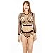 DOINSHOP Lingerie Sets, 1Set Women Sexy Underwear Mesh Transparent Hollow Long Sleeve (Free Size, Black O-Neck)