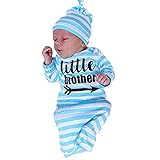 Mellons Newborn Baby Boys Girls Pajamas Letter Printed Stripe Long Sleeve Sleepers With Hat