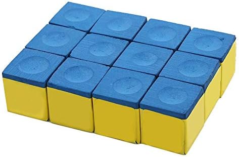 VGEBY1 12Pcs Pool Cue Cubes, Calcium Carbonate No-Slip Billiard Pool Cue Tip Chalk Snooker Chalk for Billiard Snooker Pool(Blue (Greasy)) Competitive Movement