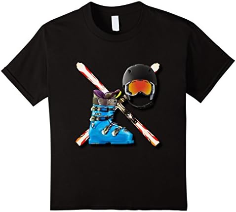 unisex-child Alpine Skiing Boots Helmet Googles T-Sgirt 12 Black