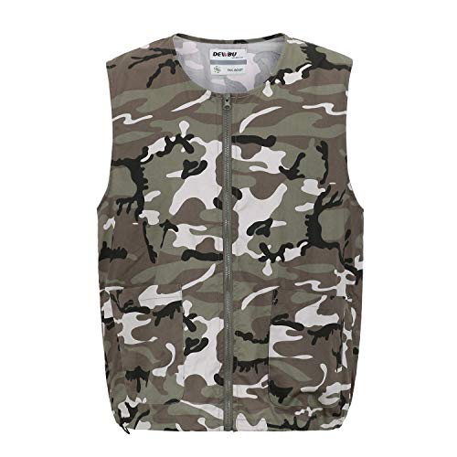 DEWBU Workwear Equipped Cooling Vest Fan with Battery Pack for Summer Outdoors Air-Conditioned Clothes (Camouflage Vest Suit,Large)