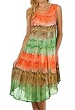 Sakkas 605 Desert Sun Caftan Dress / Cover Up - Coral / Brown - One Size