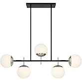 George Kovacs P1355-712 Alluria, 5 Light Island, Sand Coal & Brushed Nickel Finish, Etched Opal Glass Shade
