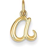 JewelrySuperMart Collection 14k Yellow Gold Cursive Script Lower-case Initial Pendant