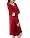 Tandisk Women's Long Sleeve Casual Loose T-Shirt Dress Burgundy S