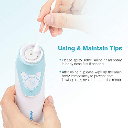 Flend Nasal Aspirator Baby Nose Cleaner Electric Ear Wax Remover with 4