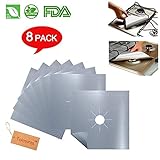 Tolmnnts Stove Burner Covers 8 Pack Burner Protectors FDA Aprroved Gas Range Protectors|Reusable Stovetop Burner Liners - Heat Resistant & BPA Free and Keep Your Stovetop Clean (Silver)