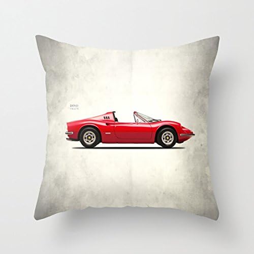 Throw Pillow Case Ferrari Dino 246 GTS Washable Removable Pillow Cover For Home &amp; Hotel Collection Size 18 x 18 Inch