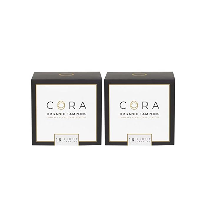 Cora Organic Applicator Tampons | Light Absorbency | 100% Cotton Core, Unscented, BPA-Free Compact Applicator | Leak…