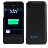 SQdeal® Ultra Slim 3200mah Rechargeable Portable External Battery Backup Charger Case Power Bank Cover for iphone 4 4G 4s (Black)