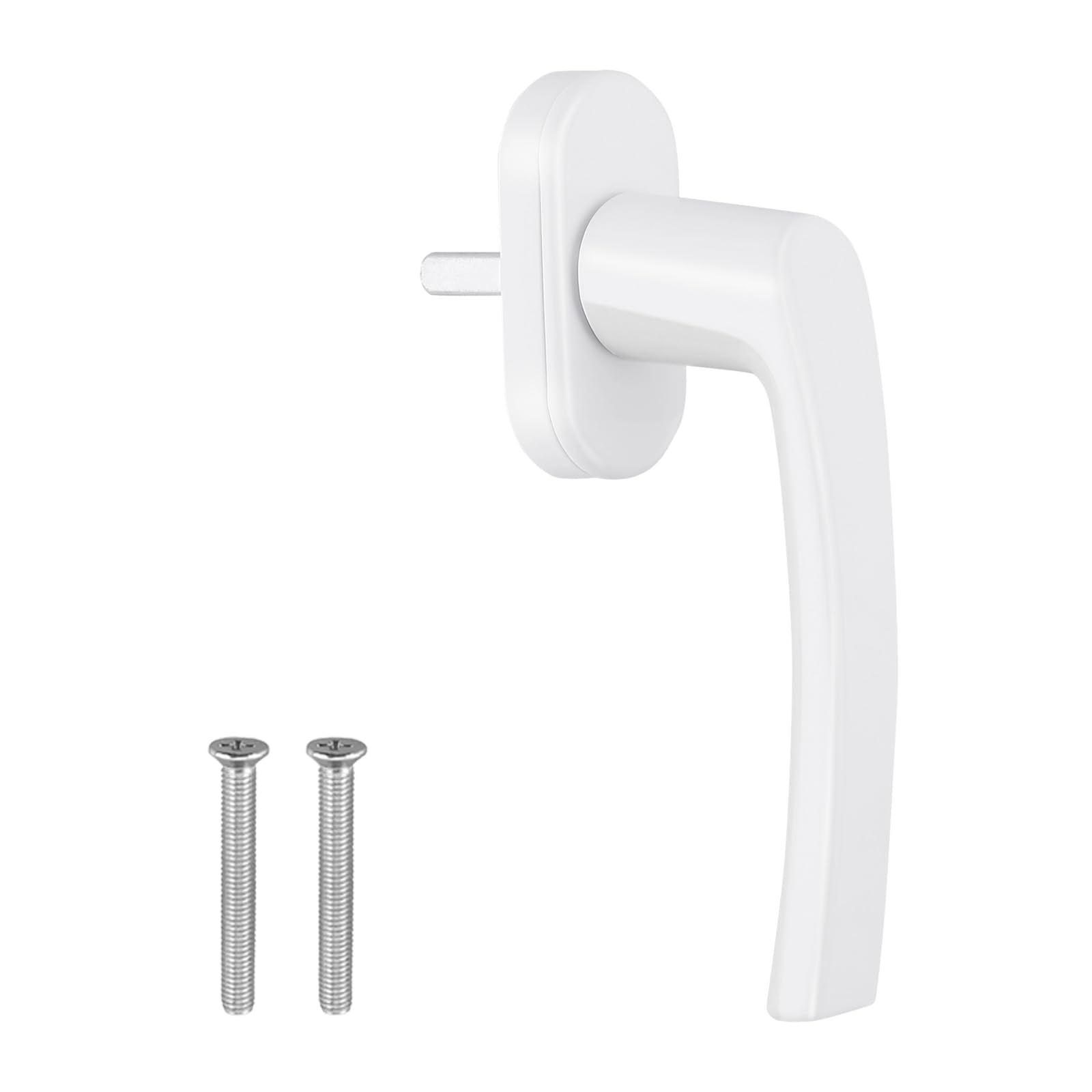 LAVCK Window Handles, White, 1 Piece Window Handle, Aluminium Window Lock, Balcony Door Handle without Lock Cylinder, in Pin Length 35 mm, Door Handles with Screws for Windows, Patio Doors and Balcony