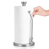 Adoric Life Stand Up Paper Towel Holder, Easy Tear, Sturdy Stainless Steel, Paper Towel Dispenser with Weighted Base for Tissue and Garbage Bags in Roll