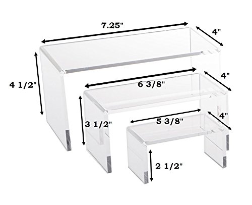 888 Display USA 18 Piece Clear Acrylic Jewelry Display Risers Showcase Fixtures Bakery Shop Medium Riser Set