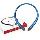 Upgrade V4.1 Bluetooth Headphones Wireless Neckband Headset Retractable Earbuds Sports Sweatproof HD Stereo Noise Cancelling Earphone w/Mic for Iphone and Android Cellphones (Blue)