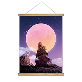 Hanging Poster Wooden Framed Star Night Theme Home Wall Canvas Prints Ready to Hang - 18"x24" inches