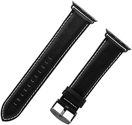 IVAPPON Extra Long Genuine Leather Replacement Straps Replacement for Apple Watch 88x140mm Brown Band Black Adapter