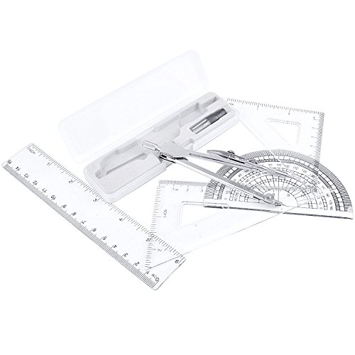 image for BronaGrand Student Drawing Compass Math Geometry Tools and 4 Pieces Ru