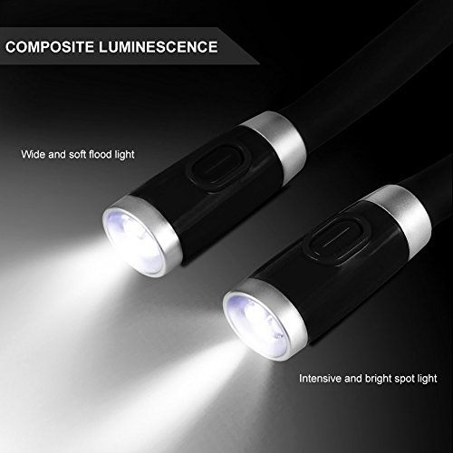 LEDGLE Hands Free Hug Light Neck Book Light Rechargeable LED Night Light Reading Lamp, 4 LED Beads, 3 Adjustable Brightness, USB Cable Included for Reading in Bed or Reading in CarBlack