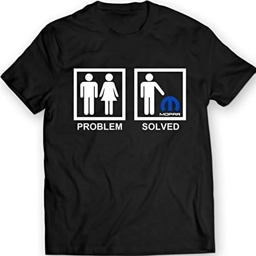 Mopar T Shirt Mens Gift Idea Problem Solved T-Shirt Auto Tee 100% Cotton Holiday Gift Birthday (L, Black)