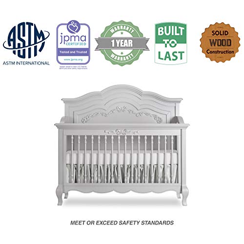 Evolur Aurora 5in1 Convertible Crib, Akoya Grey Pearl, Greenguard