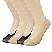 Jarseen 4 Pairs No Show Lace Cotton Liner Hidden Non-Skid Boat Socks Women (2Black+2Nude, Shoe-Size 9-12)