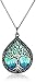 Sterling Silver Genuine Marcasite and Blue Epoxy Tree of Life Pendant Necklace, 18