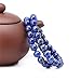 Qitian 8mm Afghanistan Lapis Lazuli Bracelet Blue Stone Beads Stretchy Strand Bracelets（2 pack）