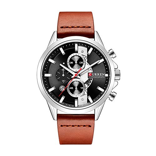 Curren 8325 - Reloj de pulsera para hombre, diseño de zonas horarias, color marrón