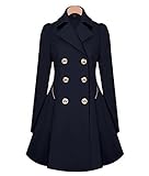 HN Women Elegant Long Trench Coat Jacket HN Double Breasted Pea Overcoat